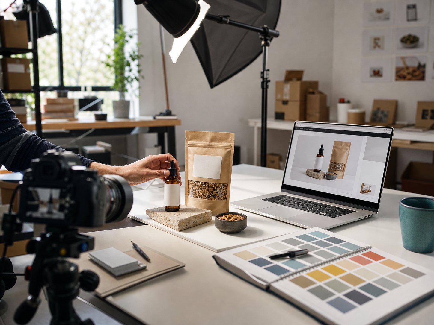 Set fotografico per la produzione di contenuti prodotto
